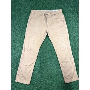 Springfield Chino Pants Men's 36 Beige Slim Fit Flat Front Casual Cotton Trouser